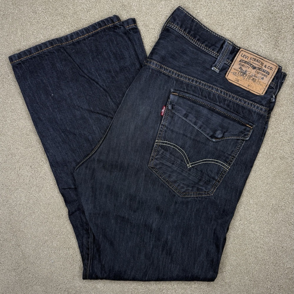 Levis 569 Baggy Jeans 38/32 (39/29.5) Black Washed Grunge Wide Y2K Flap Pocket